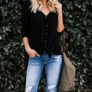 NWT Vici Nothing Without You Thermal Tie Front Knit Sweater - S/M